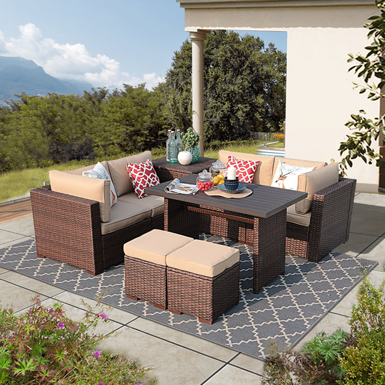Latitude Run® Alishaba Wicker/Rattan 6 Person Seating Group with